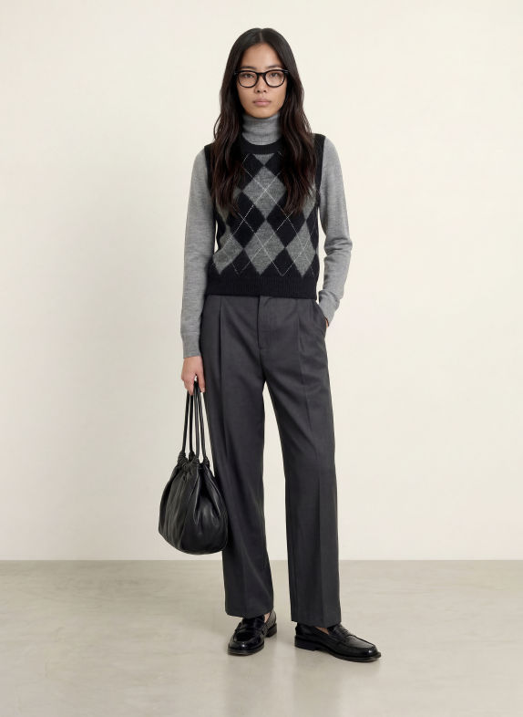 YERSE Pull sans manches DIAMOND NOIR / GRIS