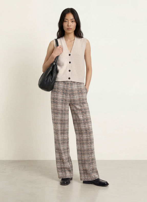 YERSE HARRIET wide-leg trousers BEIGE / COGNAC / BLACK
