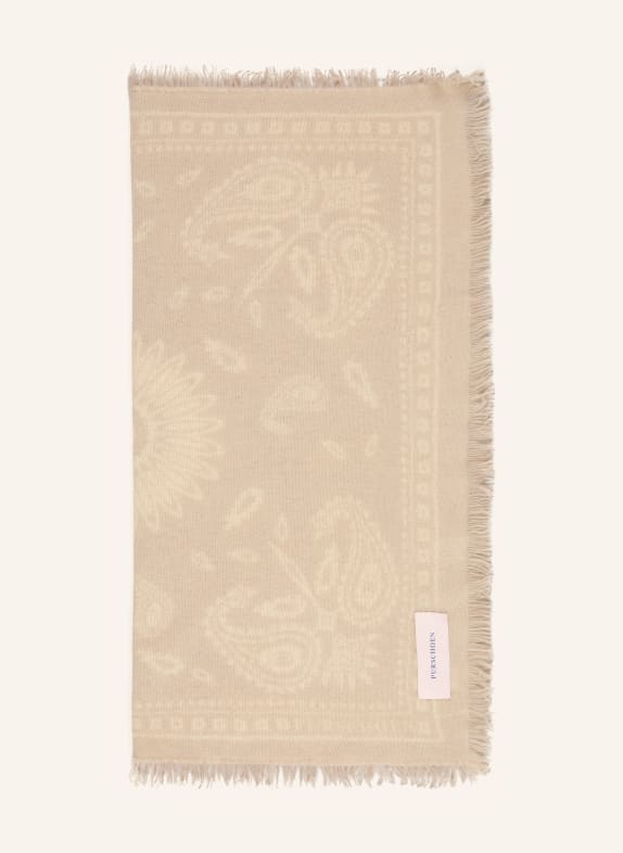 PURSCHOEN Cashmere-Tuch HELLGRAU / CREME