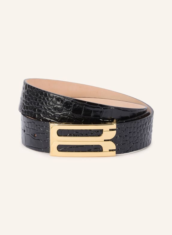 VICTORIA BECKHAM DORIAN Leather belt BLACK / GOLD