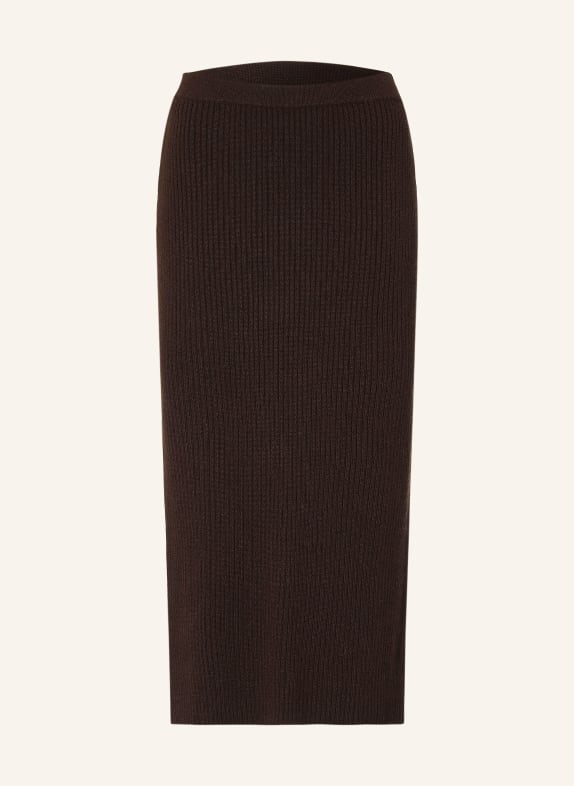 ALLUDE Knit skirt with cashmere DARK BROWN