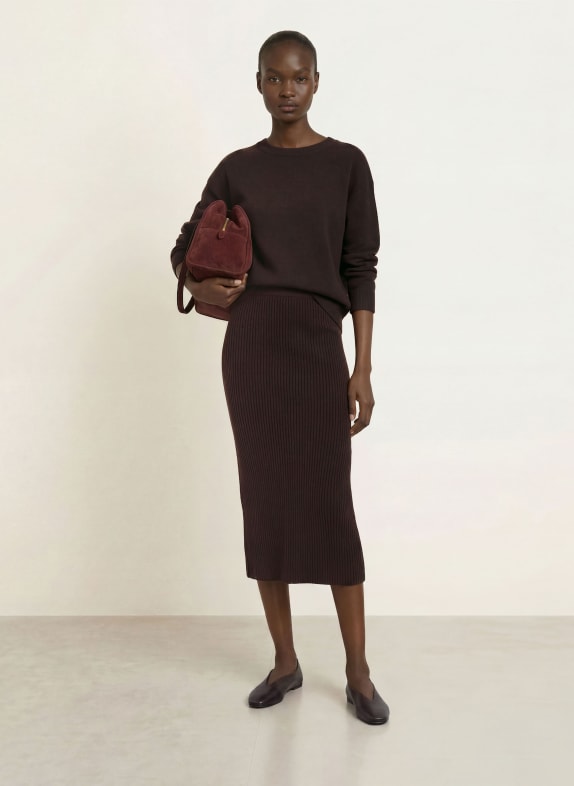 ALLUDE Gebreide rok met kasjmier MARRON FONCÉ