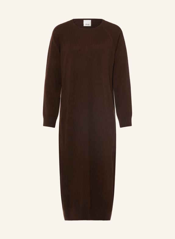ALLUDE Knitted dress with cashmere DARK BROWN