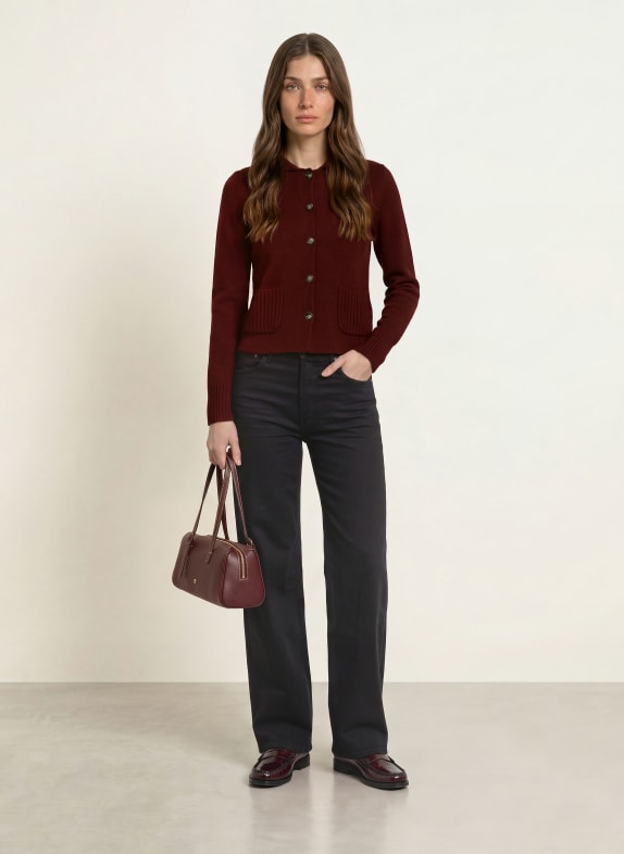 ALLUDE Vest met kasjmier DONKERROOD