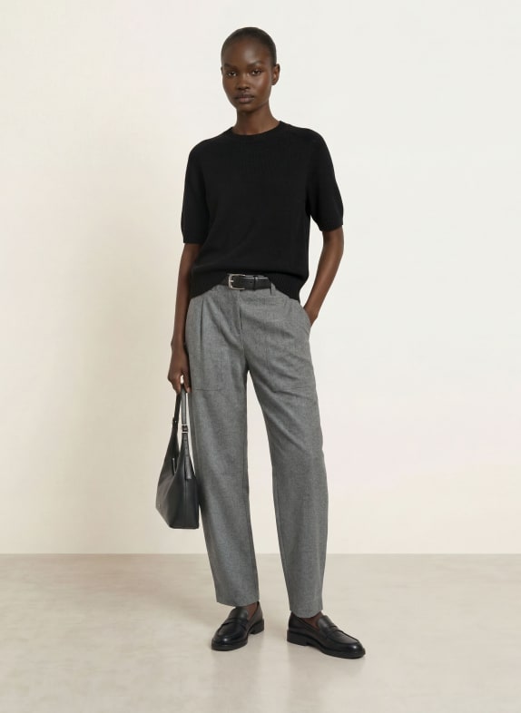 ALLUDE Gebreid shirt van kasjmier ZWART