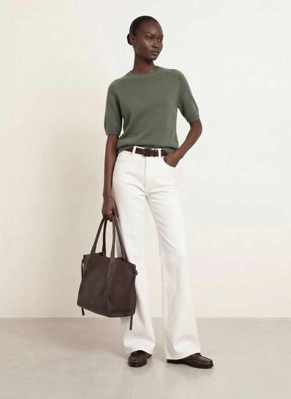 ALLUDE Gebreid shirt van kasjmier KAKI