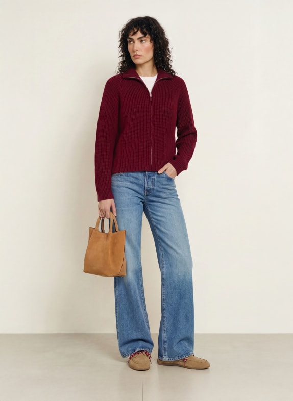 ALLUDE Vest met kasjmier DONKERROOD