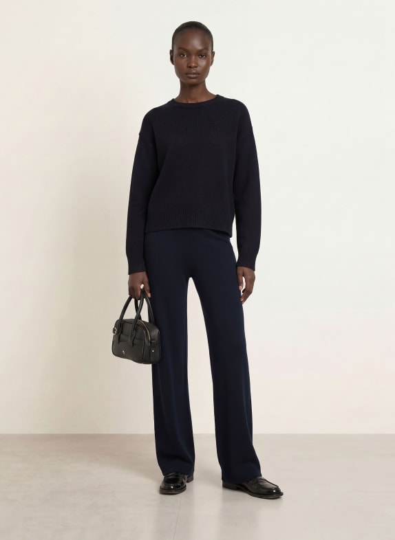 ALLUDE Gebreide broek met kasjmier DONKERBLAUW