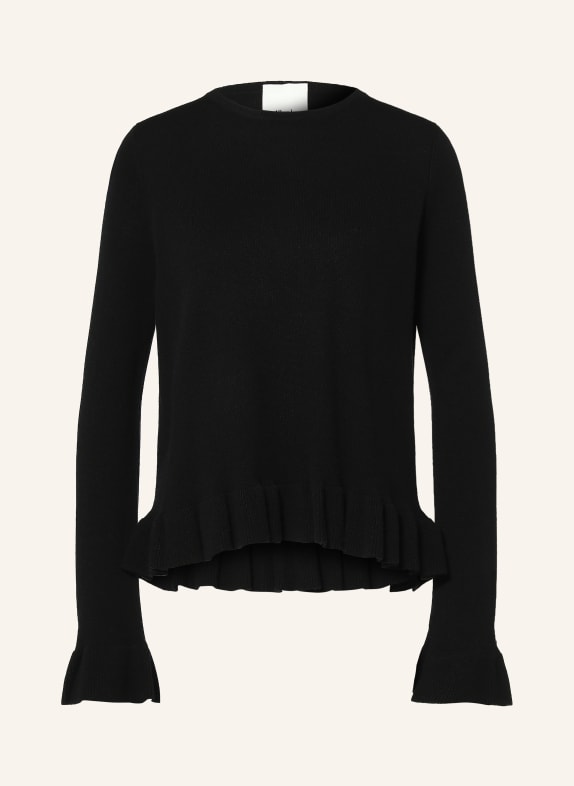 ALLUDE Pullover mit Cashmere und Volants SCHWARZ