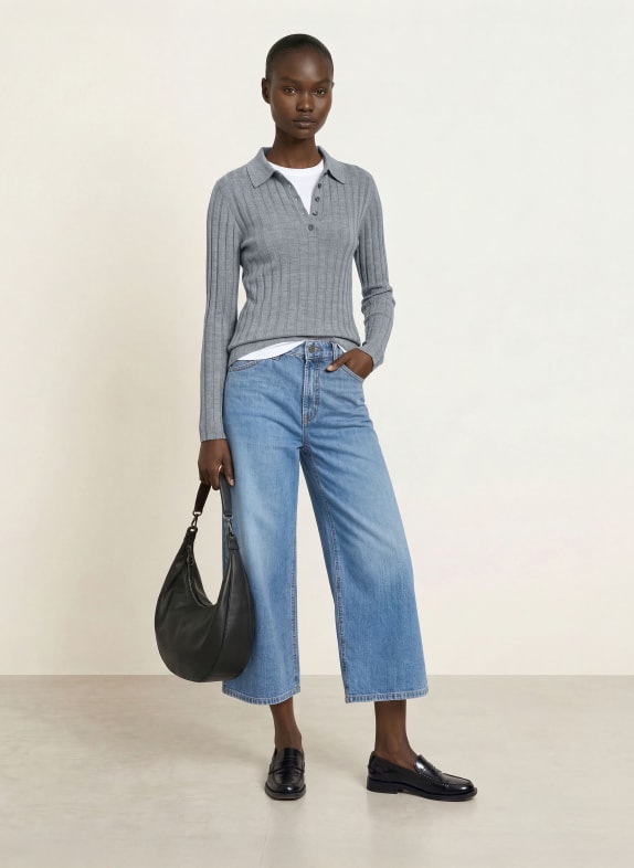 ALLUDE Gebreid poloshirt GRIJS