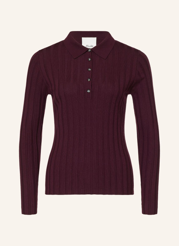 ALLUDE Strick-Poloshirt DUNKELLILA