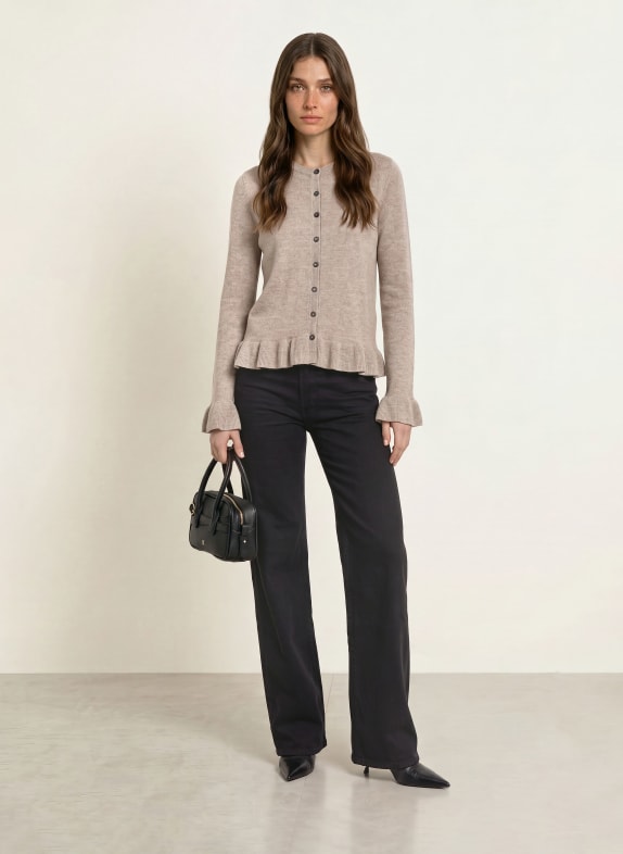 ALLUDE Vest met kasjmier en ruches BEIGE