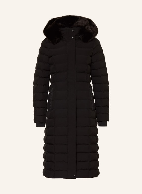 WELLENSTEYN Manteau matelassé SANTORIN SUPER LONG avec capuche amovible et fourrure synthétique amovible NOIR