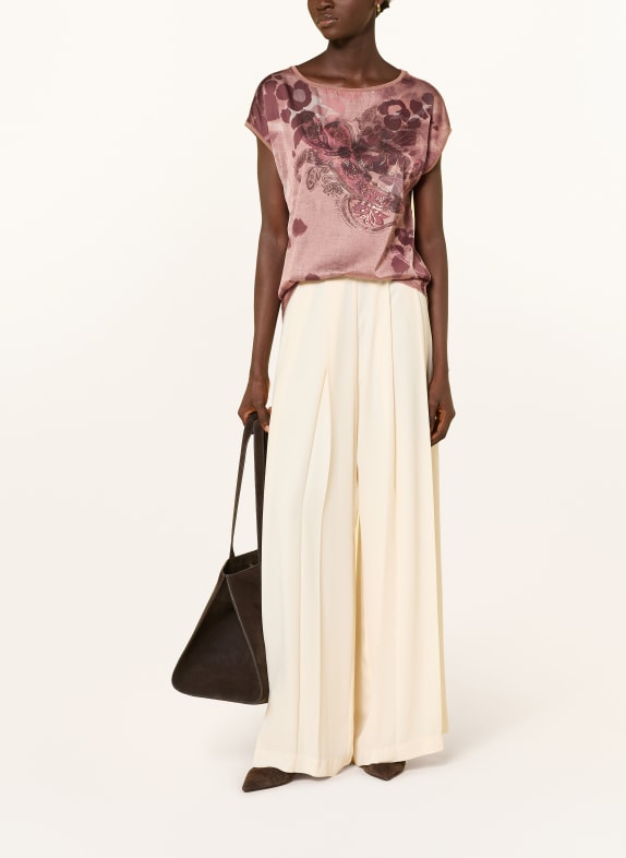 Betty Barclay Blouseshirt van gemengde stoffen met sierstenen BRUIN / LICHTROOD