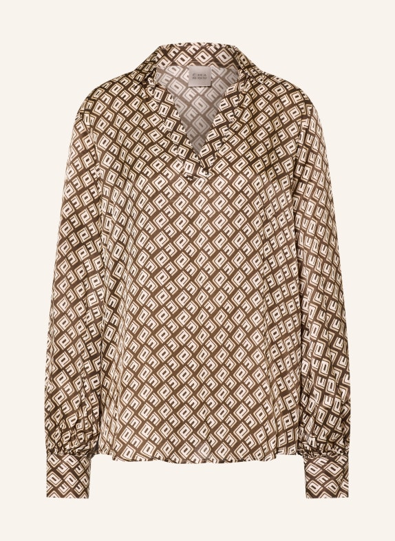 ÉMANOU Blusenshirt mit Seide DUNKELBRAUN / BEIGE / CREME