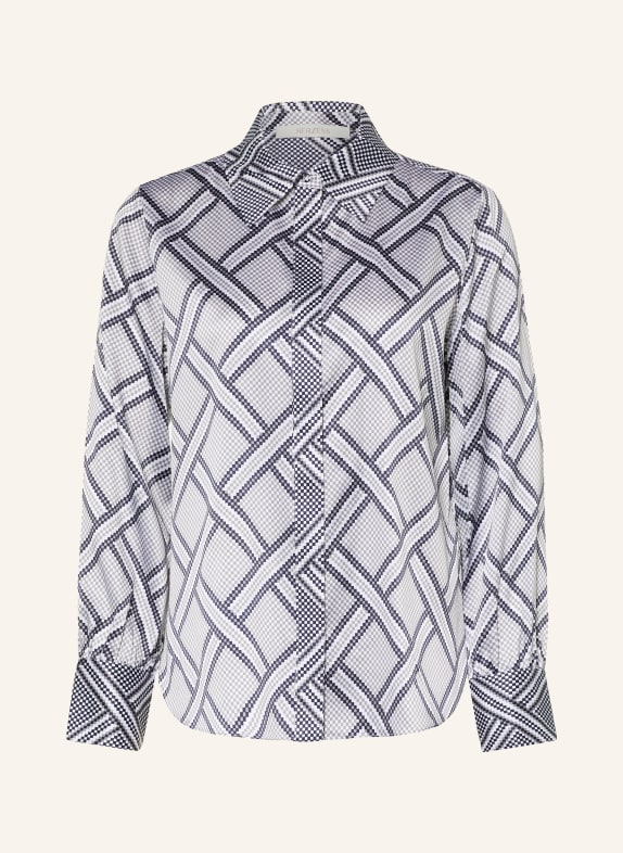 HERZENS Overhemdblouse met zijde WIT / GRIJS / DONKERBLAUW