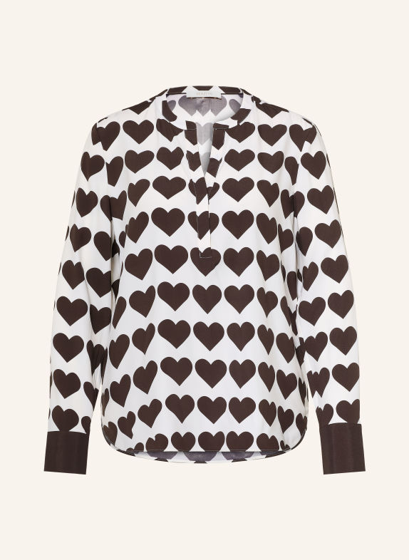 HERZENS Blusenshirt mit Seide ECRU / DUNKELBRAUN