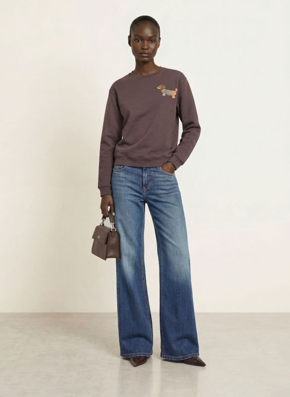 Princess GOES HOLLYWOOD Sweatshirt mit Schmuckperlen DUNKELBRAUN