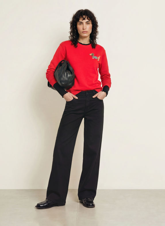 Princess GOES HOLLYWOOD Sweatshirt mit Schmuckperlen ROT