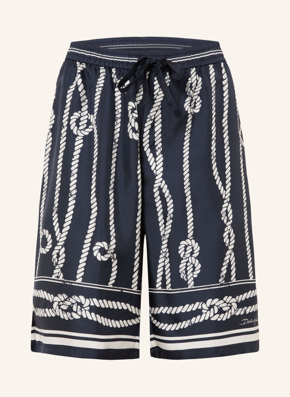 DOLCE & GABBANA Seidenshorts DUNKELBLAU / WEISS