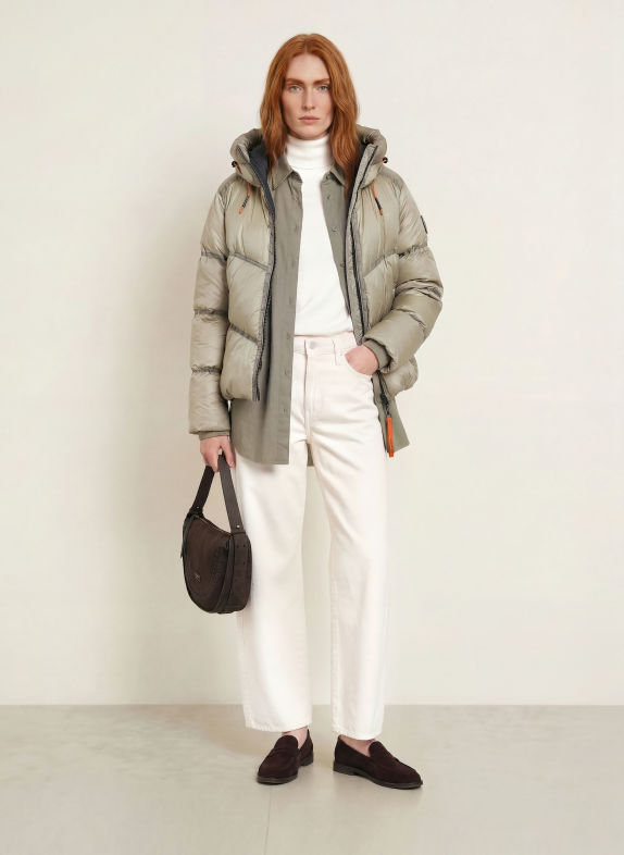 No.1 Como Gewatteerde jas PARIS TAUPE