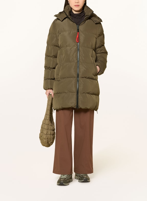 No.1 Como Steppmantel ISCHGL mit abnehmbarer Kapuze TAUPE