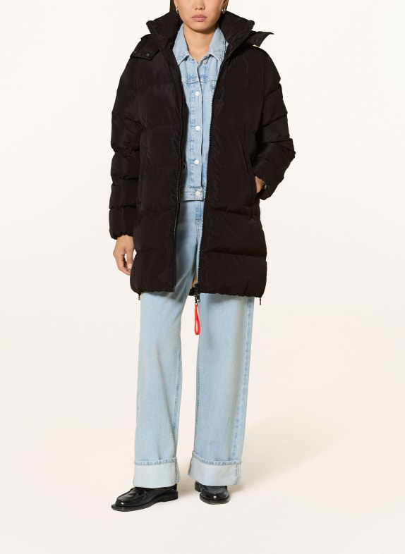 No.1 Como Manteau matelassé ISCHGL avec capuche amovible NOIR