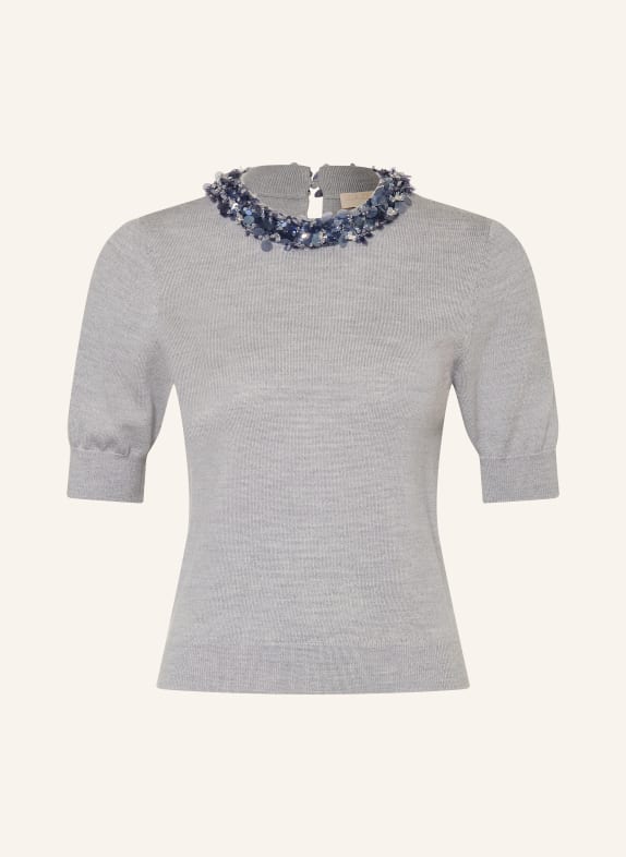 ULLA JOHNSON Strickshirt JUDE mit Pailletten GRAU / BLAUGRAU