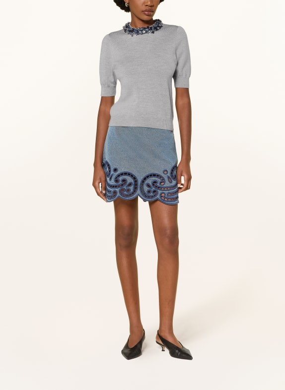 ULLA JOHNSON Gebreid shirt JUDE met pailletten GRIJS / BLAUWGRIJS