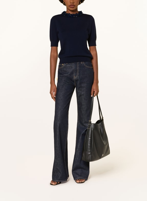 ULLA JOHNSON Gebreid shirt JUDE met pailletten DONKERBLAUW