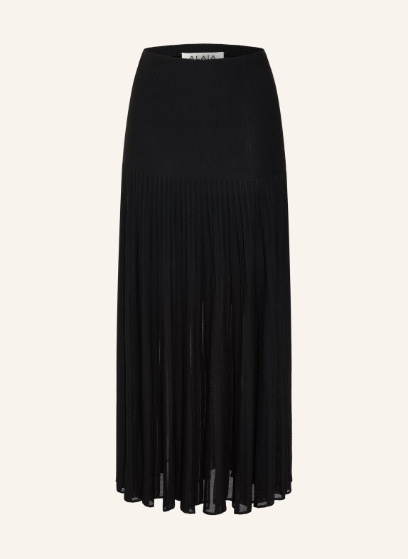 ALAÏA Strickrock mit Plissees SCHWARZ