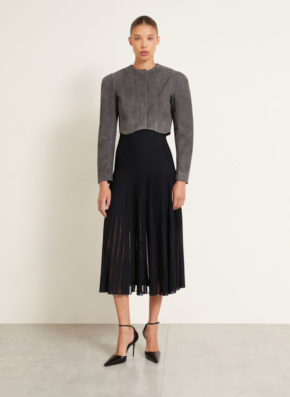ALAÏA Strickrock mit Plissees SCHWARZ