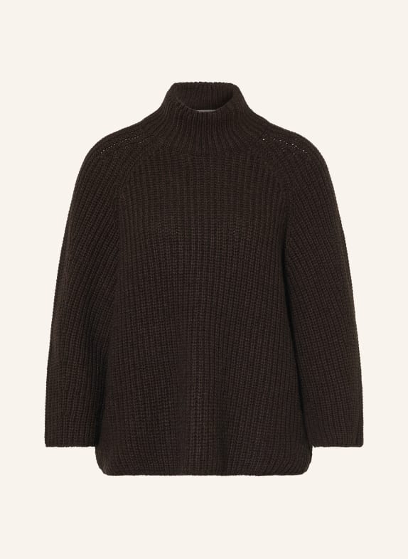HERZENS 3/4-sleeve sweater with cashmere DARK BROWN