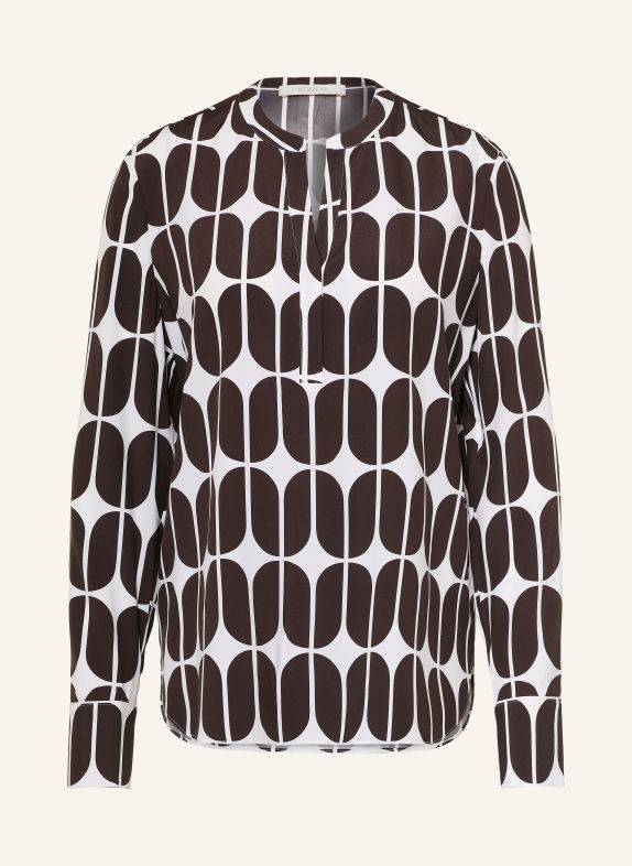 HERZENS Blusenshirt mit Seide ECRU / DUNKELBRAUN