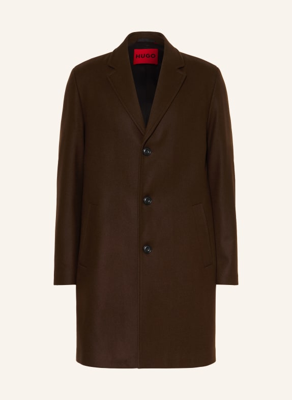 HUGO Manteau en laine MALTE MARRON FONCÉ