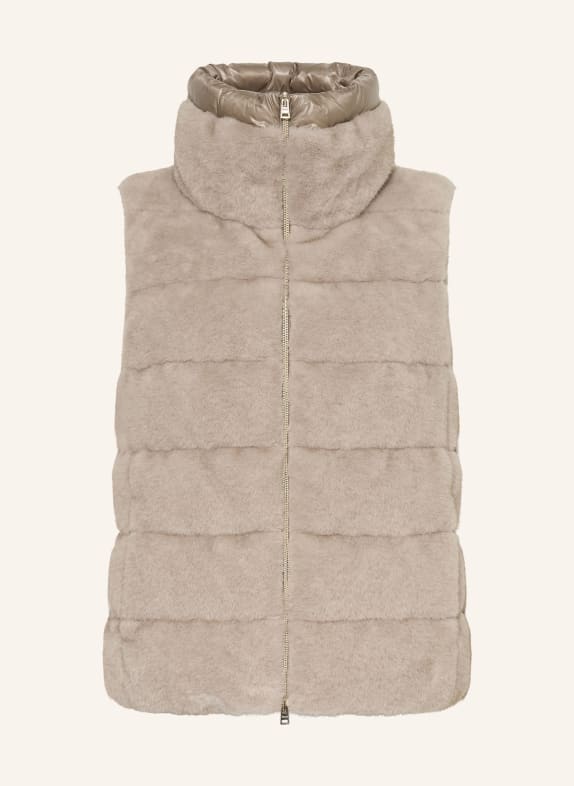 HERNO Faux fur down vest LIGHT BROWN
