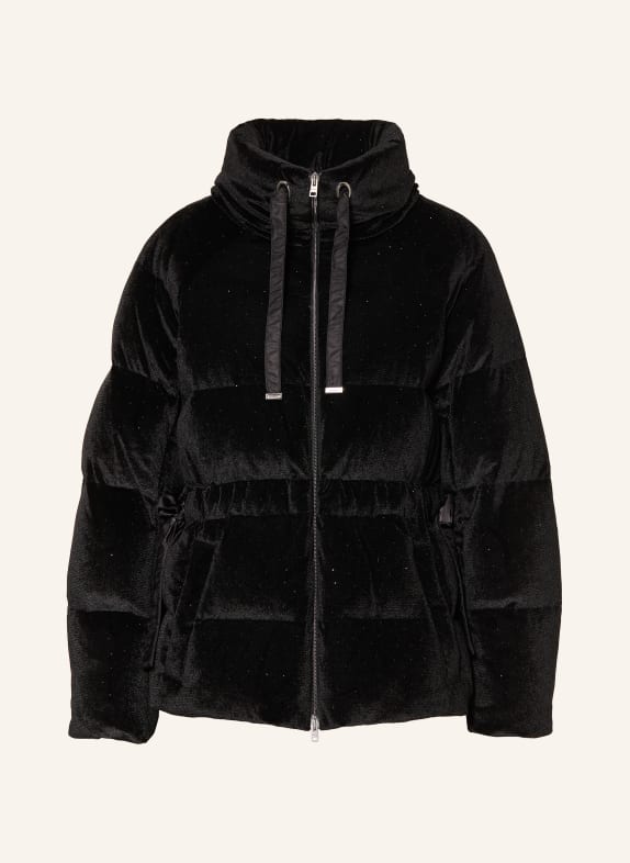 HERNO Velvet down jacket with rhinestones BLACK