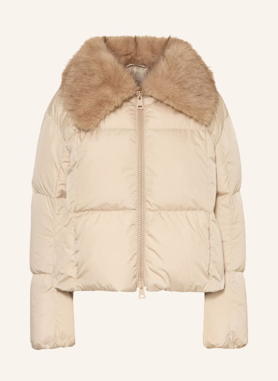 HERNO Donsjas met afneembare kunstbontkraag BEIGE / LICHTBRUIN