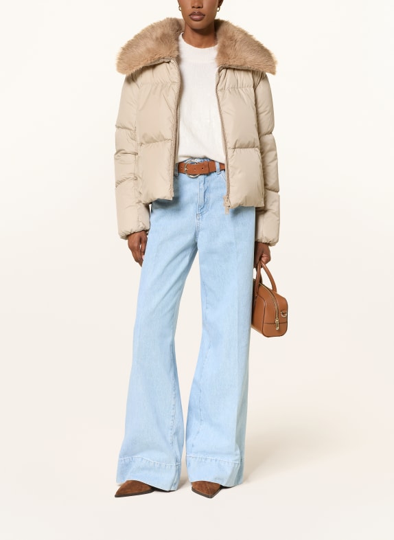 HERNO Daunenjacke mit abnehmbarem Kunstfell BEIGE / HELLBRAUN