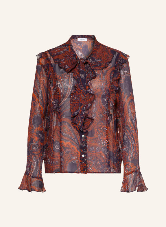 darling harbour Blouse à lavallière avec volants orange /blueberry