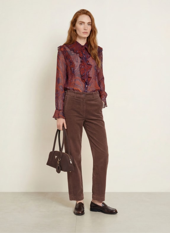 darling harbour Schluppenbluse mit Volants orange /blueberry