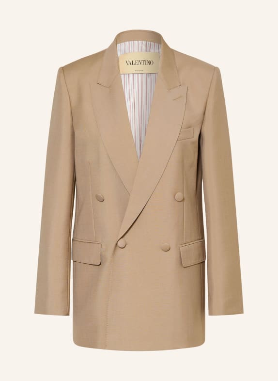 VALENTINO SOLID Long blazer with Mohair BEIGE
