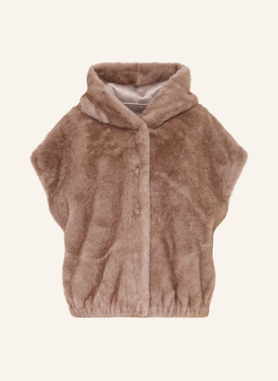 STUDIO AR Omkeerbare bodywarmer van imitatiebont OLENA TAUPE