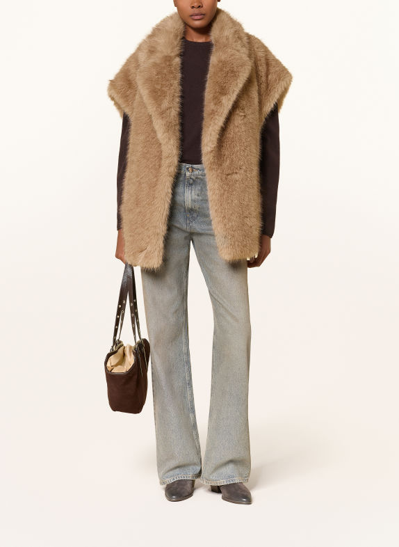 STAND STUDIO KINLEY Faux Fur Vest BEIGE