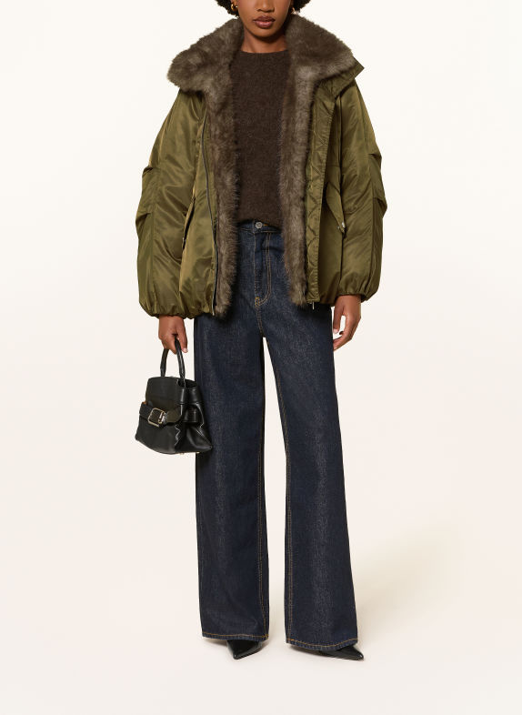 STAND STUDIO Blouson THILDA mit abnehmbarem Kunstfell KHAKI