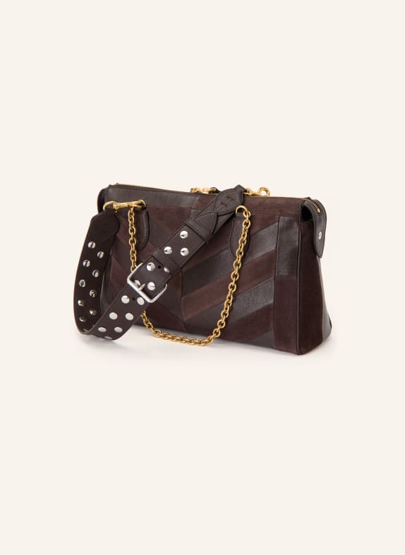 VALENTINO GARAVANI PANTHEA Handbag with Rhinestones DARK BROWN / GOLD / BROWN