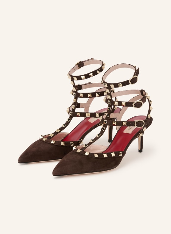 VALENTINO GARAVANI ROCKSTUD Slingback pumps with Studs DARK BROWN
