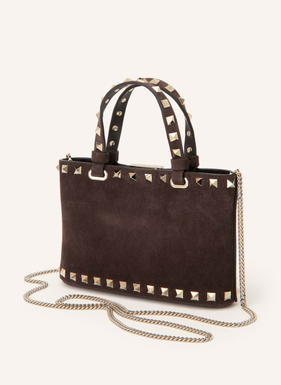 VALENTINO GARAVANI Axelväska ROCKSTUD MINI med nitar MÖRKBRUN