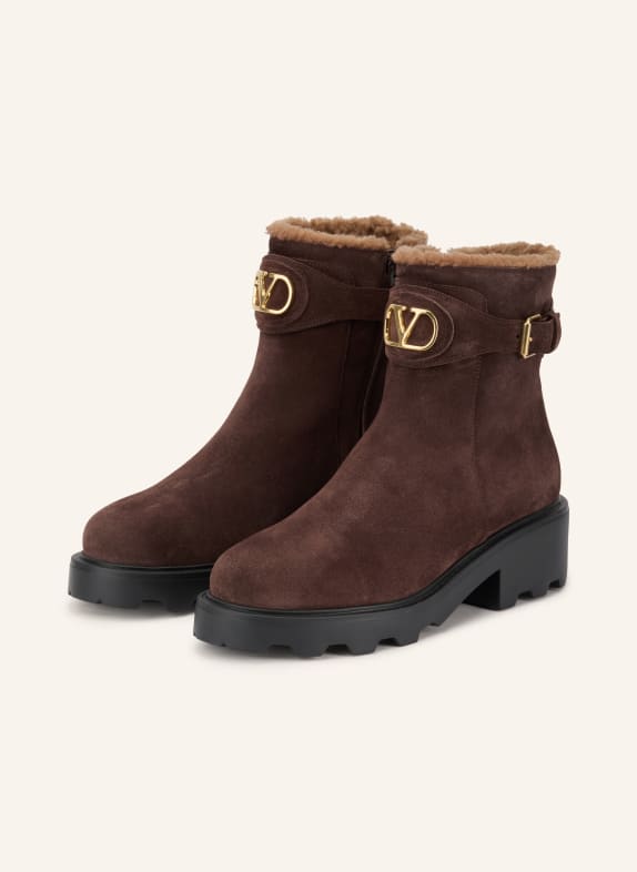 VALENTINO GARAVANI Boots VLOGO SIGNATURE MARRON FONCÉ / OR