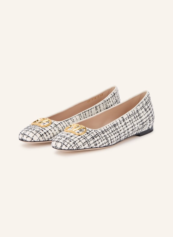 VALENTINO GARAVANI VLOGO SIGNATURE Ballerinas WHITE / GOLD / BLACK
